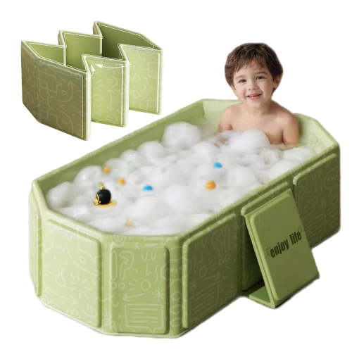 Foldable Bathtub for Kids Collapsible Bathing Basin 29.5×17.7×9.8 in, Foldable Portable Tub with Drain Plug, Compact Storage Basin for Toddlers and Pets, Suitable for Outdoor, Travel or Balcony Use