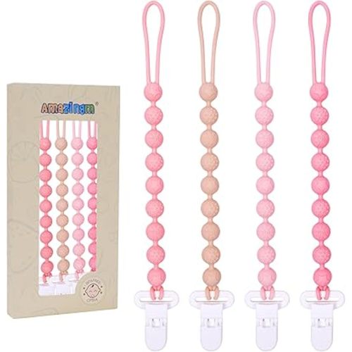 Pack Of 4 Silicone Pacifier Clip Holders