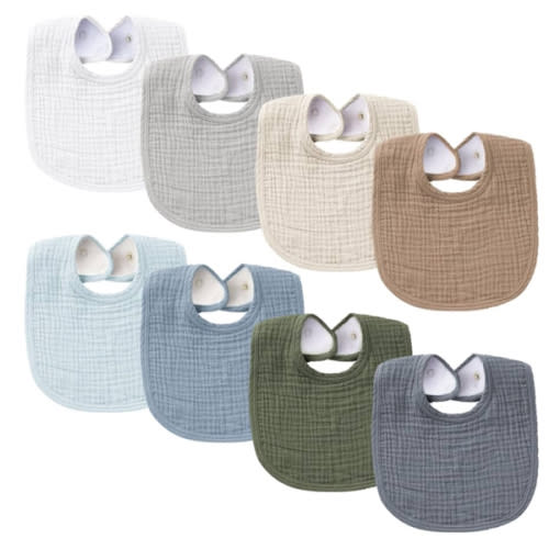 Konssy Muslin Baby Bibs 8 Pack Baby Bandana Drool Bibs Cotton for Unisex Boys and Girls, Soft Absorbent Set for Teething and Drooling