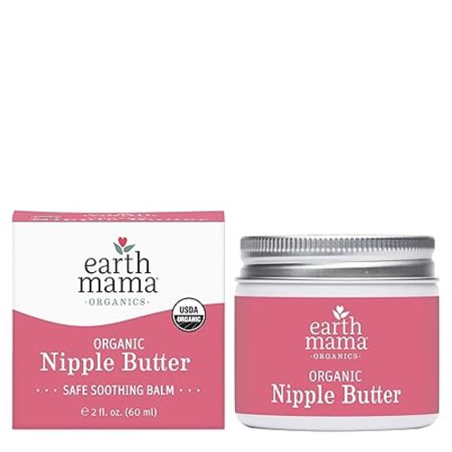 Earth Mama Organic Nipple Butter™ | Nipple Cream Safe for Breastfeeding | Postpartum Essentials for Nursing | Non Lanolin Nipple Cream, 2-Fluid Ounce