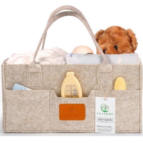 Tuyeabc Baby Diaper Caddy DHF10&nbsp;- Enlarge Nursery Storage Bin and Car Organizer for Diapers and Wipes - Storage Basket for Newborn Essentials, Gift for Baby Shower and Registry Must(Oatmeal)