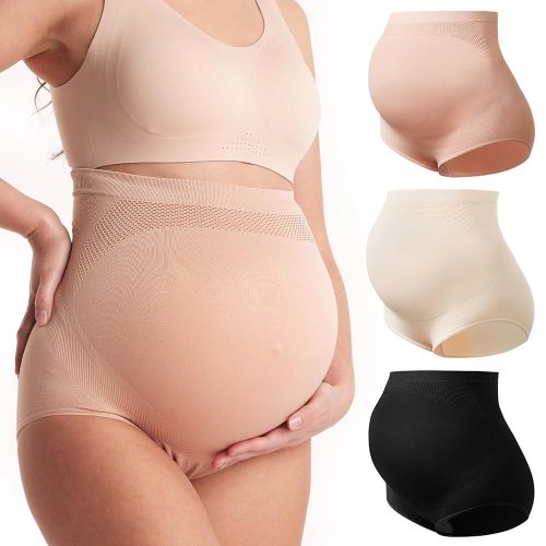 Momcozy Women's Maternity High Waist Underwear Pregnancy Soft Seamless Maternity Underwear Over Bump
