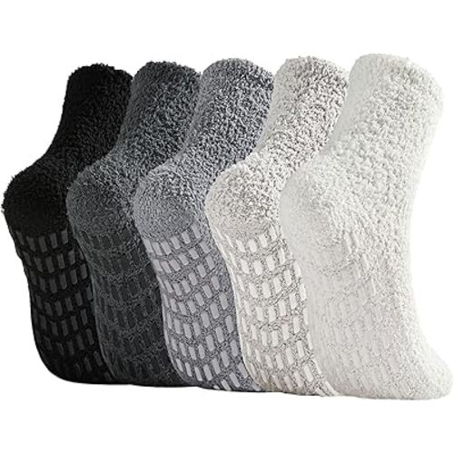 Bevigorio Non Slip Slipper Socks for Women Hospital Fuzzy Socks with Grips Cozy Grippy Winter Warm Gifts