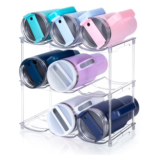 Stackable Water Bottle Organizer for Stanley 40 oz Tumbler, Water Bottle Holder for Cabinet, Pantry Kitchen Organizers and Storage for Stanley Cup Accessories, Tumbler Organizer and Wine Rack, 3Pack