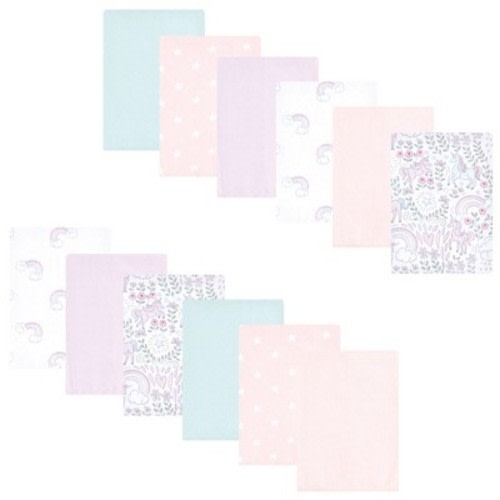 Luvable Friends Hudson Baby Flannel Burp Cloths 12pk, Magical Unicorn