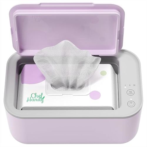 Chefhandy Baby Wipe Warmer, 3-Level Temperature Control, Quiet & Even Heating, Large Capacity for Easy Diaper Changes, Pink