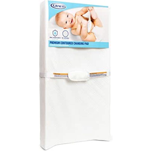 Graco Premium Contoured Changing Pad – GREENGUARD Gold Certified, Water-Resistant, Ultra-Soft Buckle Cover, Contoured Baby Changing Pad, Fits Most Standard-Size Changing Toppers, Non-Skid Bottom