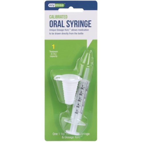 EZY DOSE Kids Baby Oral Syringe & Dispenser Calibrated for Liquid Medicine, Reduce Mess and Spills, Easy Way to Orally Administer Medication, 10 mL/2 TSP, Includes Bottle Adapter, Clear, BPA Free