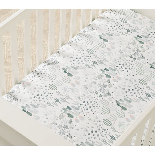 Lennon Cactus Organic Crib Fitted Sheet