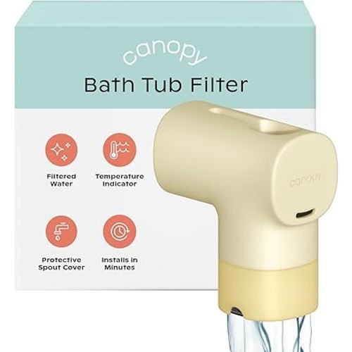 Canopy Baby Bath Tub Filter – Gentler Water Filtration for Delicate Skin | Reduces Chlorine & Irritants | BPA-Free Silicone Spout Cover | Easy Tool-Free Install | Activated Carbon Filtration