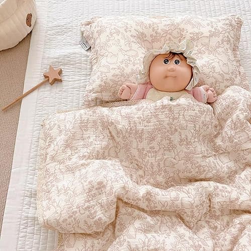 BuLuTu Cotton Muslin Baby Blanket and Quilt - Lightweight Soft Comforter for Girls and Boys, All Seasons, Forest Pattern, 59"x47