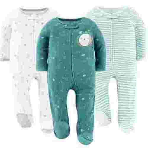 The Peanutshell Baby Sleep n Play Footed Pajamas for Baby Girls or Boys, Celestial, 3 Pack, 3-6 Months