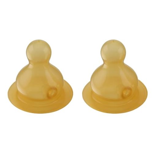 HEVEA Standard Neck Baby Glass Bottle Nipples Medium Flow: Glass Baby Bottle Nipples - Two-Pack - 100% Natural Rubber 3-24 Months - 2 Count (Pack of 1)