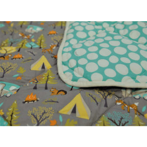 Organic Cotton Play Mat/Quilted Blanket - Forest Friends/Mint Pebbles – PILLOBEBE