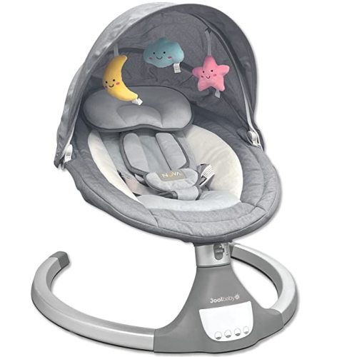 Nova Baby Swing for Infants - Motorized Bluetooth Swing, Music Speaker with 10 Preset Lullabies, Remote Control, Gray - Jool Baby