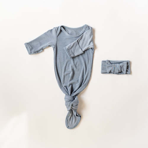 Sleeper and Bow Set in Chambray