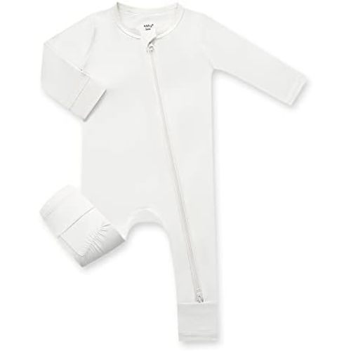 HAPIU Unisex Rayon Made from Bamboo Baby Rompers with Cuffs, 2 Way Zipper YKK, Footless Pajamas Jumpsuit