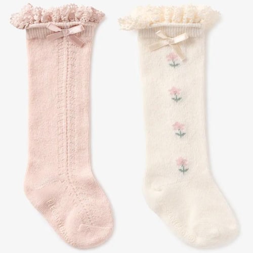 Knee-High Non-Slip Socks 2-Pack, Floral