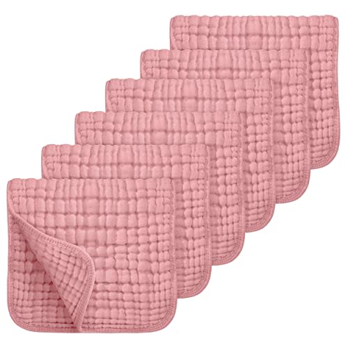 Looxii Muslin Burp Cloths 100% Cotton Muslin Cloths Large 20''x10'' Extra Soft and Absorbent 6 Pack Baby Burping Cloth (Bean Paste)