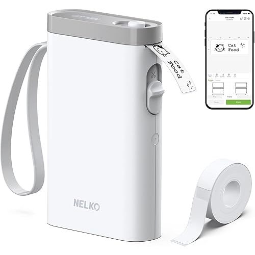 Nelko Label Maker Machine with Tape, P21 Bluetooth Label Printer, Wireless Mini Label Makers with Multiple Templates for Organizing Office Home, White