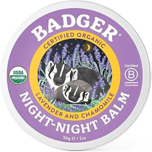 Badger Night Night Balm, 100% Organic Aromatherapy Kids Sleep Aid w/Chamomile & Lavender, Helps Kids Sleep w/Calming Essential Oils, Long Lasting 2 oz Tin