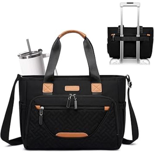 Diaper Bag Tote for Women, Exquisite Baby Bag with Insulated Pocket and 16" Laptop Compartment for Mam and Dad Essentials (Black)