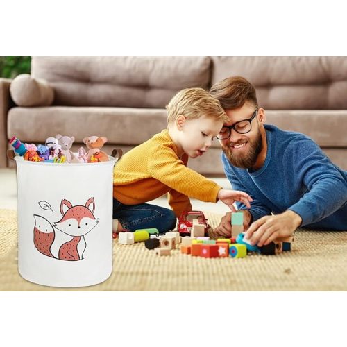 Laundry Bin with Handle, Collapsible & Convenient Home Organizer Container- Red Fox