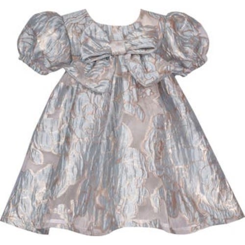 Floral Metallic Jacquard Party Dress, 0-3M