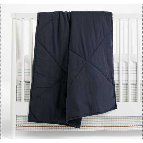 Supersoft Midnight Navy Blue Organic Cotton Gauze Baby Crib Quilt