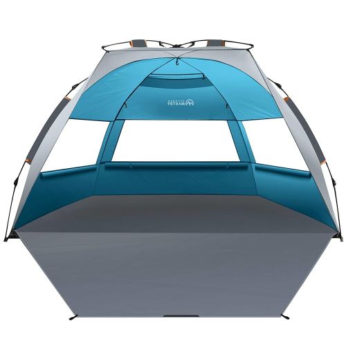 OutdoorMaster Beach Tent for 3-4 Person - Easy Setup and Portable Beach Shade Sun Shelter Canopy with UPF 50+ UV Protection Removable Skylight Family Size