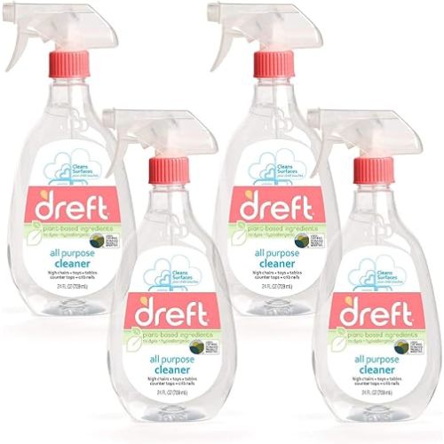 Dreft All Purpose Baby Cleaning Spray, Plant- Based Ingredient, Hypoallergenic Formula, Great for Car Seat, Highchair, Baby Toys and More, 24 Fl Oz (Pack of 4)