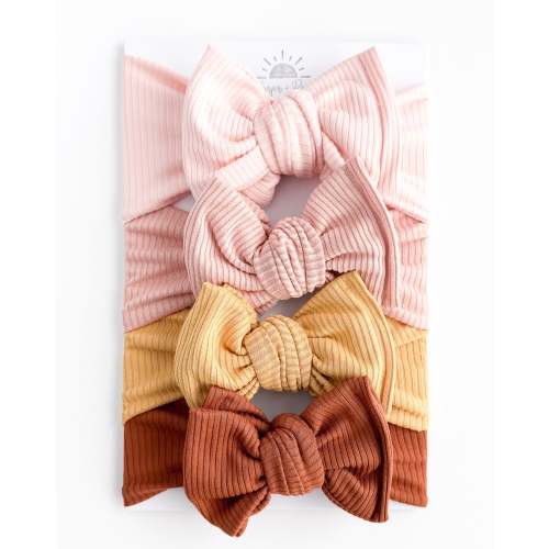 Solid Pink Sunset Basics | Ribbed Oversized Bow Bundle | Harper + Remi