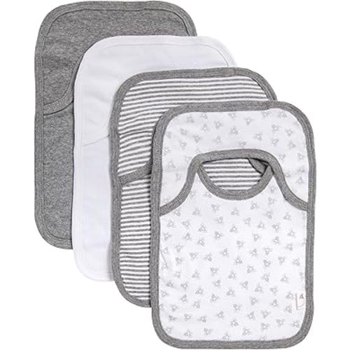 Burt's Bees Baby Infant Pull On Bibs, 100% Organic Cotton Lap Shoulder Style Drool Cloths, Newborn Essentials