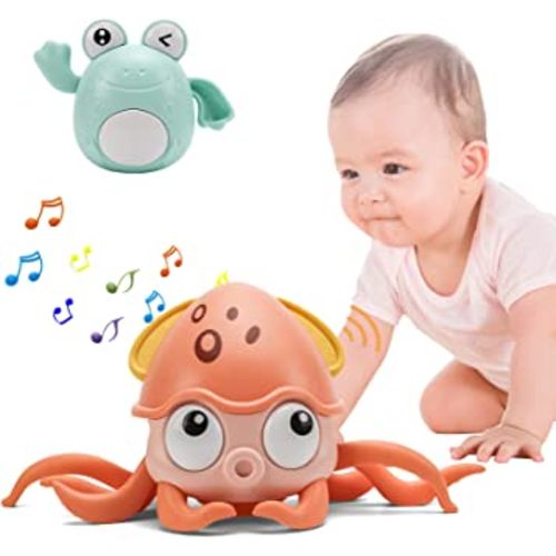 Growinlove Baby Musical Octopus Toy Crawling Toy, Interactive Dancing Octopus with Music, LED Light Up and Automatically Avoid Obstacle, Tummy Time Toy for Infant Babies Boys Girls