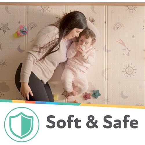 Nuby Reversible Baby Floor Mat - Foldable and Lightweight Baby Play Mat for Floor - Easy Storage and Travel - Stars and Sky