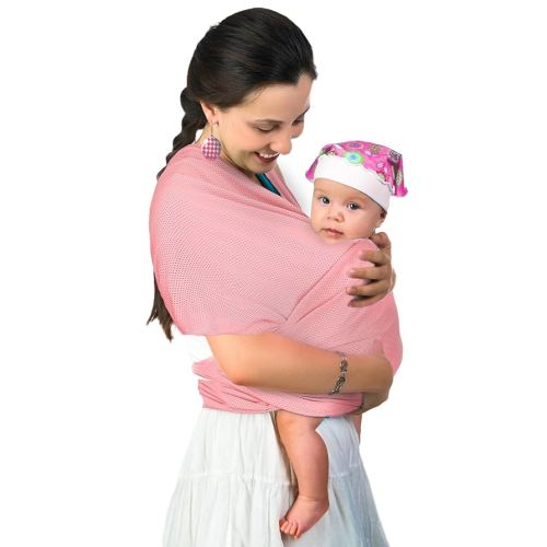 Water Sling Baby Wrap Carrier for Summer Pool - Adjustable Shoulder Mesh Breathable Chest Sling Infant Carrier for Newborn to Toddlers Summer Pool Beach (Pink)