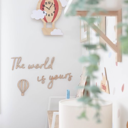 The World Is Yours - Neutral Baby Decor - Nursery Decor - Adventure Decor - Gender Neutral - Kids Door Sign - Hot Air Balloon Decor