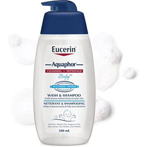 EUCERIN AQUAPHOR Baby Wash & Shampoo for Baby's Sensitive Skin, 500mL | Baby Body Wash | Provitamin B5 | Fragrance-free Body Wash | Recommended by U.S. Pediatricians