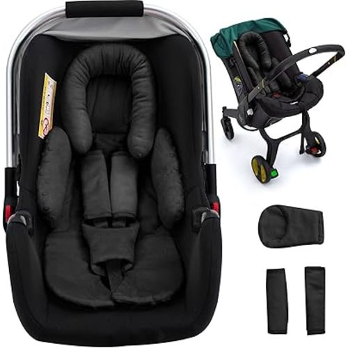 Newborn Car Seat Head Support with 3 Strap Covers, 2-in-1 Reversible Infant Car Seat Insert, Thickened Car Seat Cushion for Baby, Carseat Head Support for Preemie to Infant, Stroller Cushion for Swing