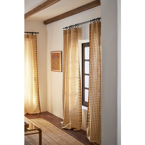 Cotton Linen Gingham Curtain