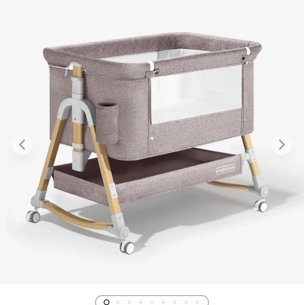 Harppa Cuddly 3-in-1 Baby Bassinet & Bedside Sleeper, Rocking Newborn Bed with Wheels & Mosquito Net