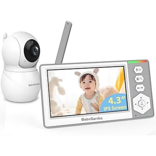 Baby Monitor with Camera and Audio, 4.3'' Video Baby Monitor with 1000ft Long Range and 30-Hour Battery, Baby Monitor No WiFi, Remote Pan-Tilt-Zoom, Night Vision, ECO Mode, 2-Way Talk