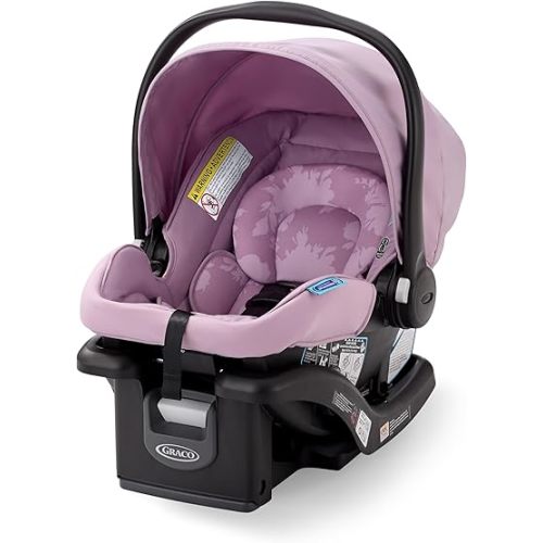 Graco SnugRide Lite LX Infant Car Seat, Lightweight Rear-Facing Seat for Babies 4–30 lb, 4-Position Adjustable Base, Latch Installation & ProtectPlus Engineered, Lilac Mod