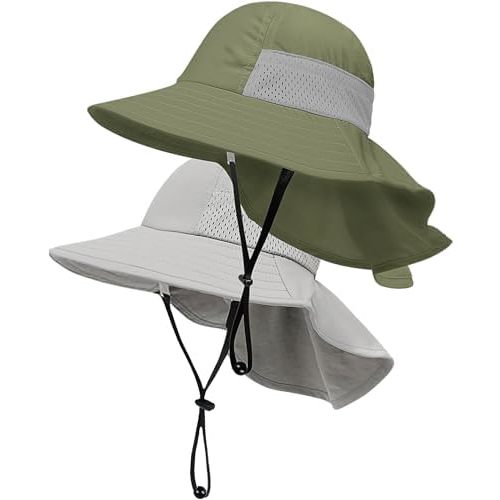 Toddler Baby Sun Hat Kids Summer UPF 50+ for Boys Girls Adjustable Beach Hats with Bucket Wide Brim Age 1-7 Years