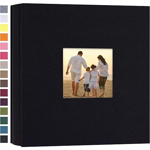 Potricher Small Photo Album 4x6 200 Photos Linen Cover Picture Photo Book for Family Wedding Anniversary Baby Vacation (Black,200 Pockets)