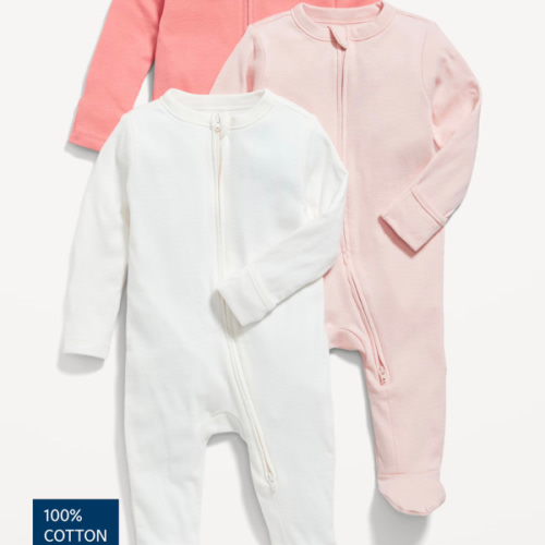 Unisex 3-Pack Sleep & Play 2-Way-Zip Footed One-Piece for Baby | Old Navy