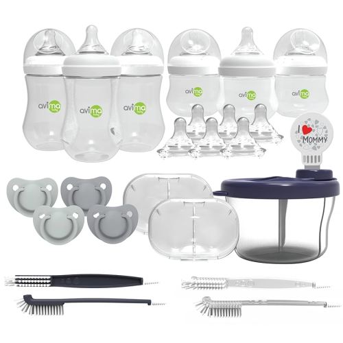 Anti Colic Baby Bottle Starter Set - 22 Pieces, Medium & Slow Flow Nipples, Infant Pacifiers, Formula Dispensers & More - Baby Bottle Sets for Newborn 0-6 Months