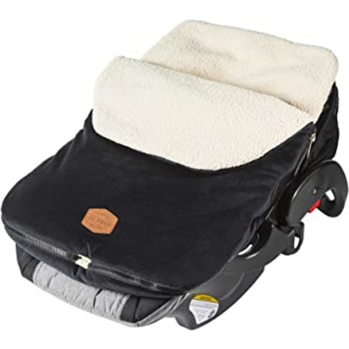 JJ Cole Bundle Me Winter Baby Car Seat Cover and Bunting Bag - Original - Sherpa Lined Weather Resistant Baby Carrier and Stroller Cover - Stroller Accessories and Winter Baby Essentials - Black.