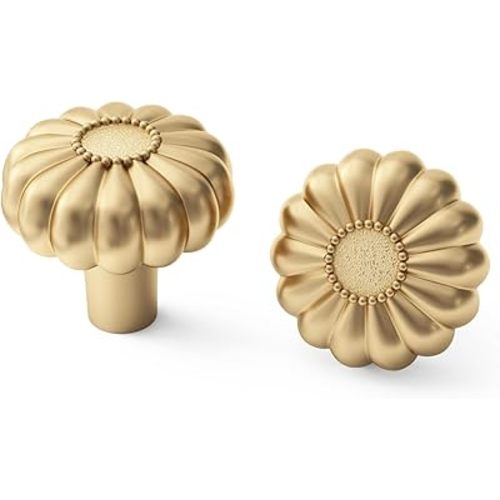 goldenwarm 6 Pack Gold Dresser Knobs for Drawer Knob for Cabinet Pulls Hardware Handle Brushed Brass Vintage Luxury Pull