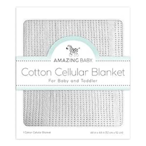 Amazing Baby Cellular Blanket, Premium Cotton Knit, Ultra Soft, Breathable, Cozy Gift for Baby Boys and Girls, Favorite Toddler Blanket, 44 x 44 inches (112 x 112 cm), Soft Sterling : Baby